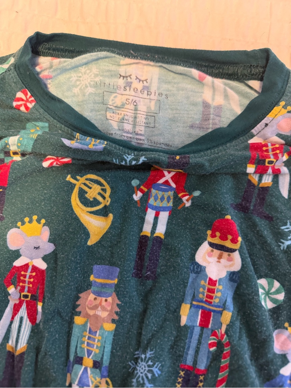 Little Sleepies Green Nutcracker Print Kids Pajama Top